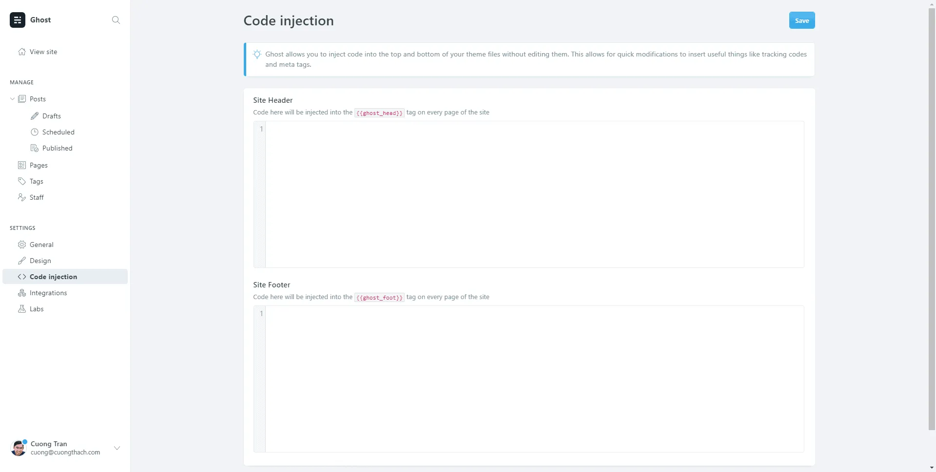 Tính năng Code Injection của Ghost