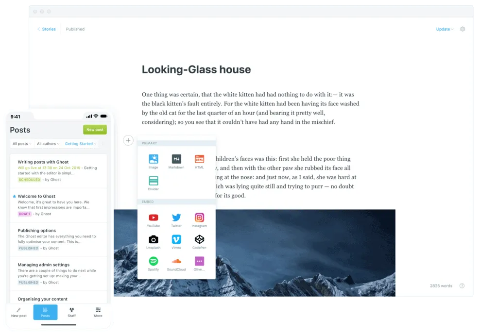 Trình soạn thảo của Ghost CMS