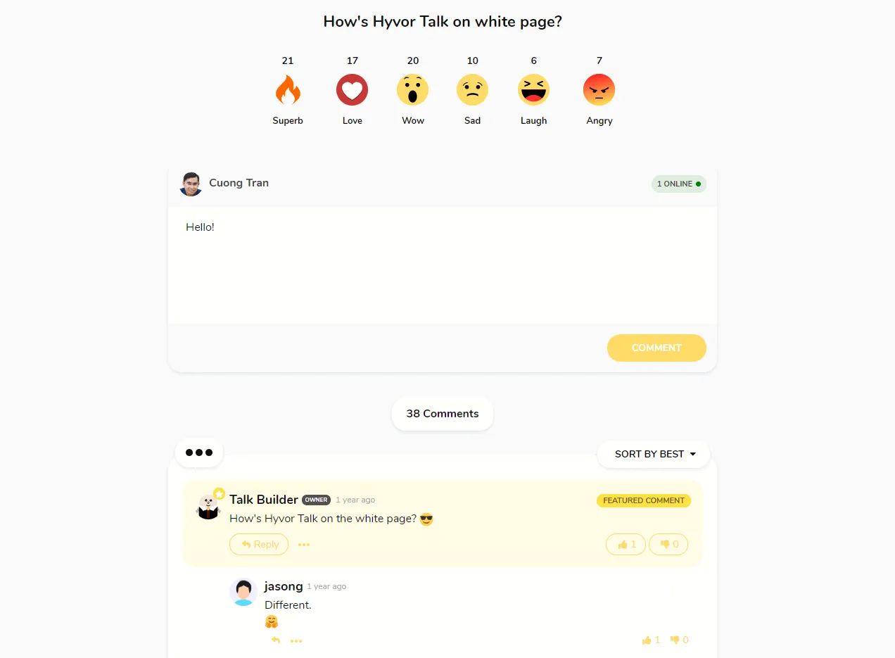 Hệ thống bình luận Hyvor Talk