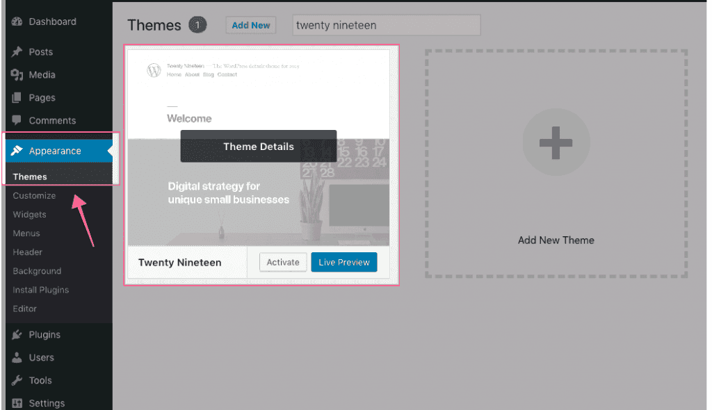 Theme mặc định WordPress