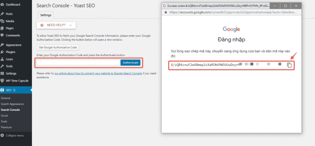 Mã ủy quyền Google
