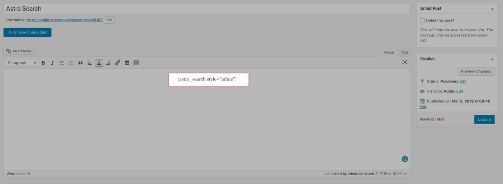 text editor shorcode