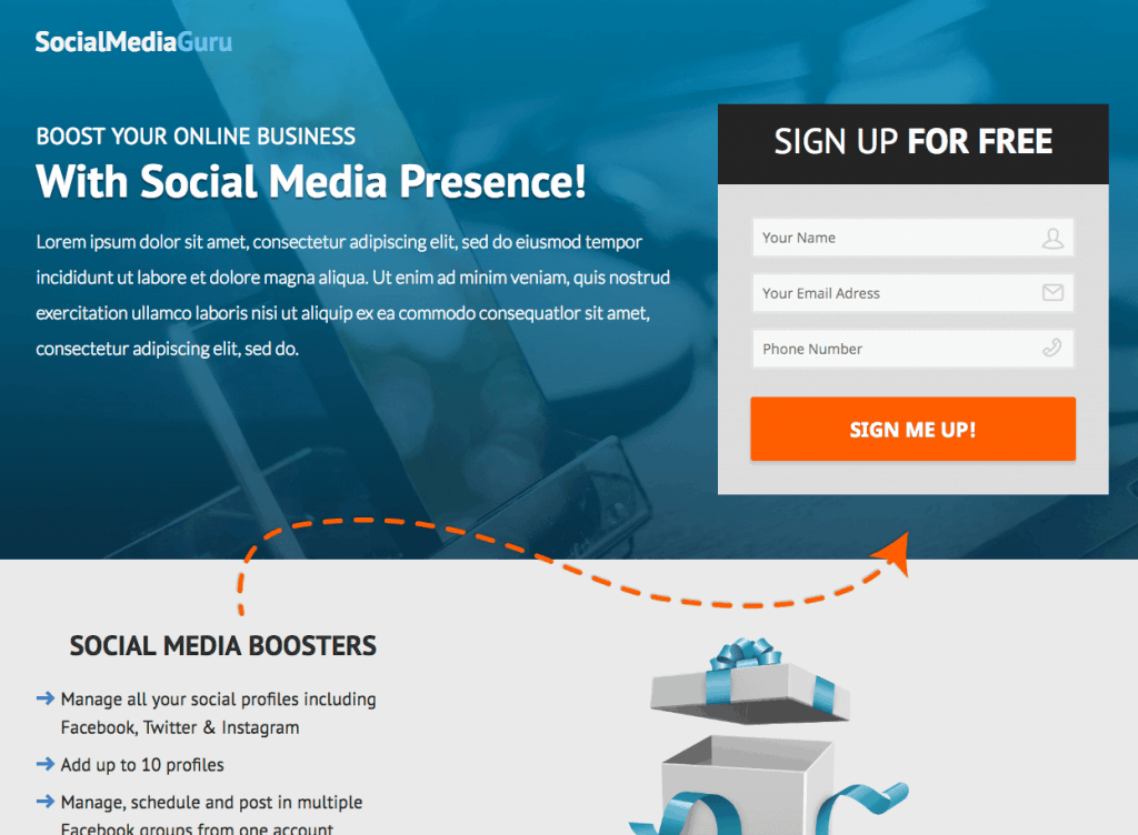 Social Media Manager Opt In Page