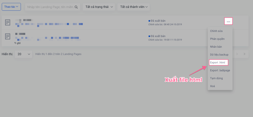 Html Export Trong Ladipage