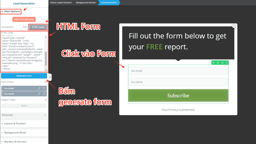Nhung Html Form Tu Email Marketing Vao Thrive Leads