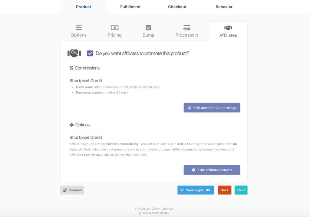 Thrivecart Affiliate Dashboard