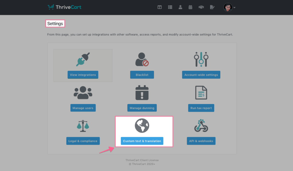 Dich Thrivecart Trong Setting