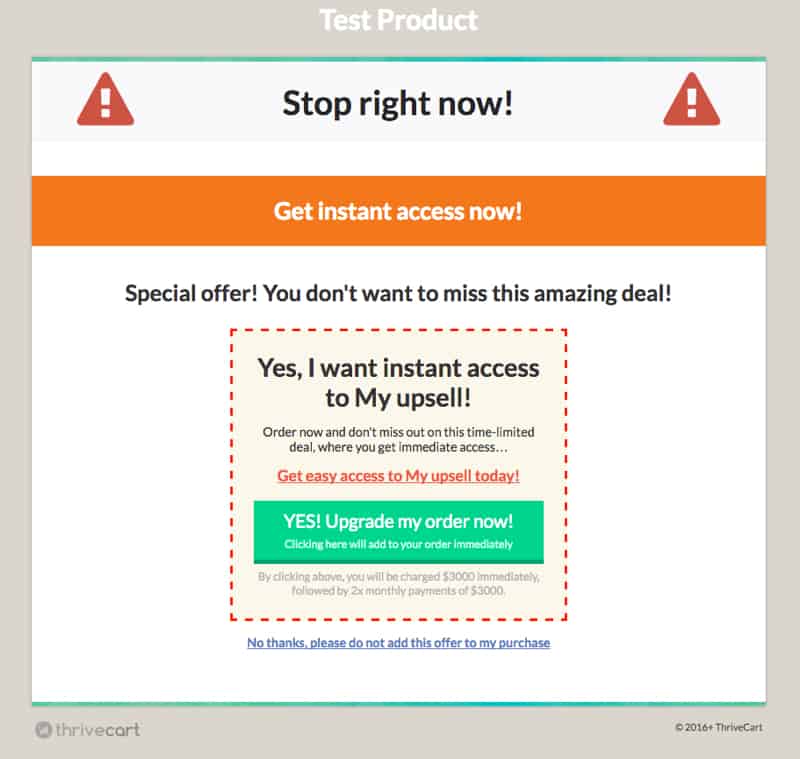 Thrivecart Upsell Page