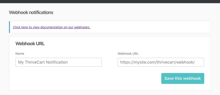 Webhook Thrivecart