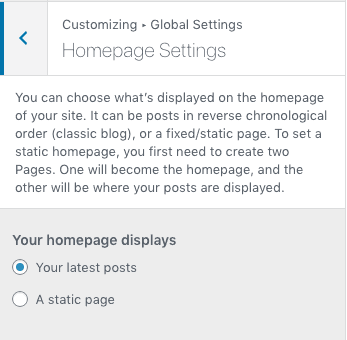 Homepage Setting