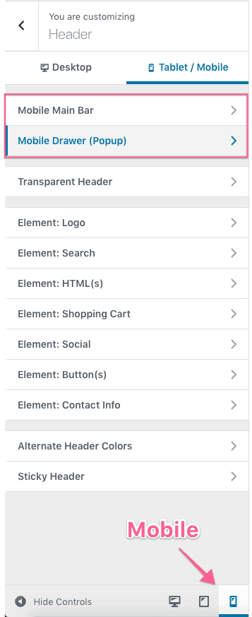 Mobile Site Header