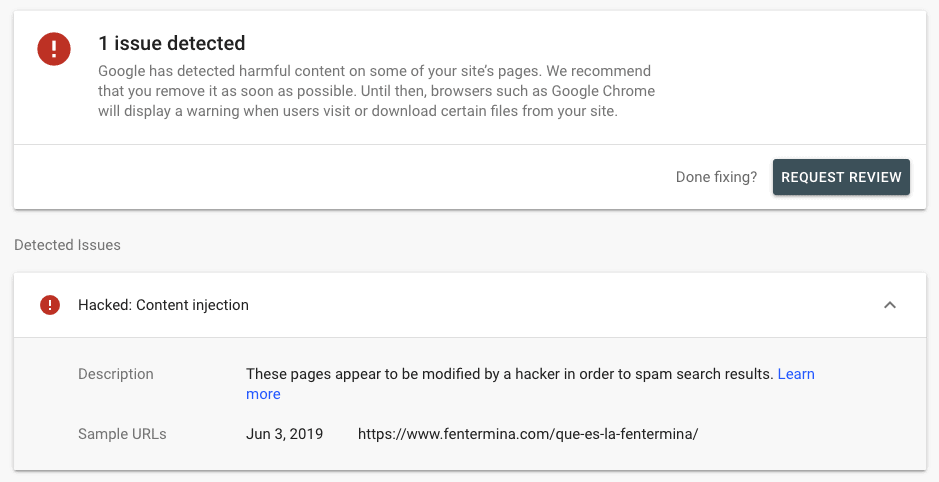 Google Search Console Thong Bao Site Bi Hacked