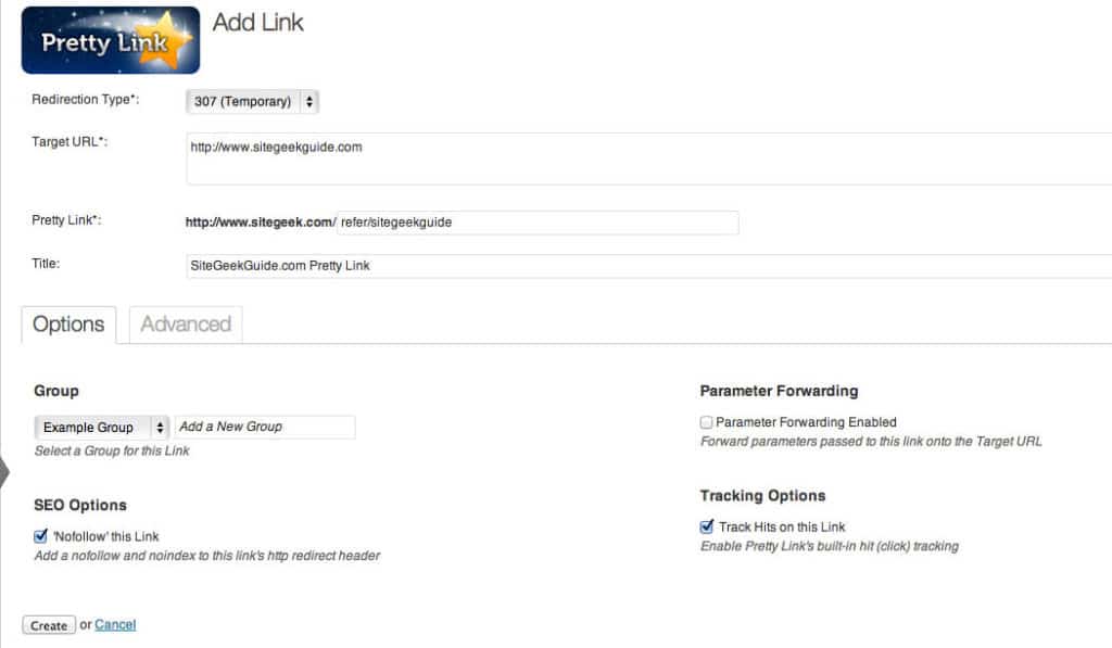 Prettylink Add New Link