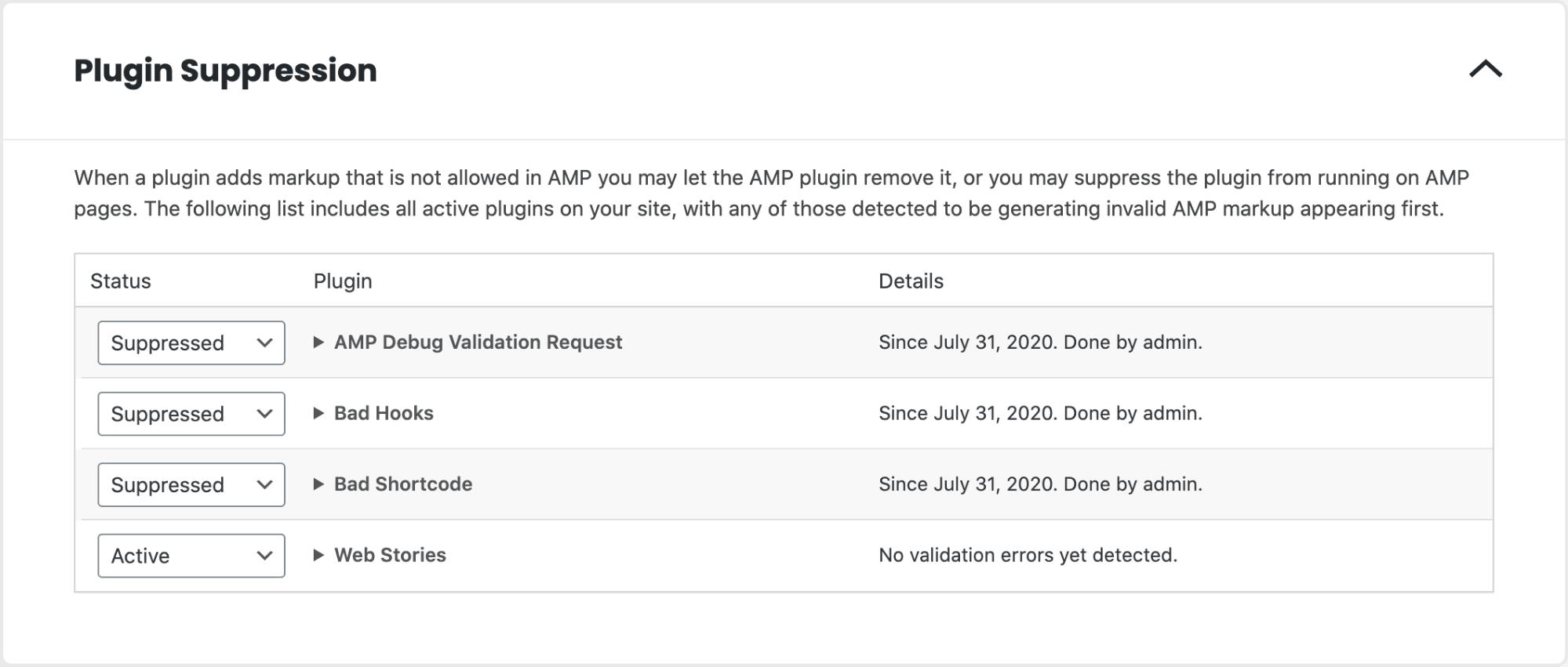 Amp Plugin Suppression