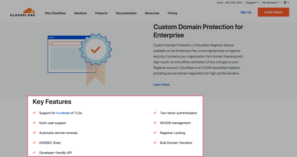 Tính năng Cloudflare Registra